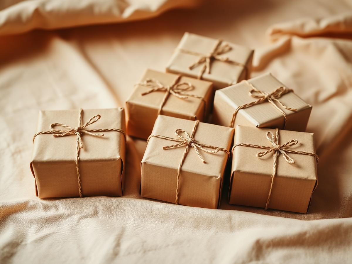 Encomendas embaladas em papel kraft prontas para envio
